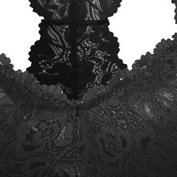 Women's Wireless Bras Fixed Straps Full Coverage V Neck Breathable Lace Pure Color Pull-On Closure Date Casual Daily Nylon Sexy 1PC Bras & Bralettes