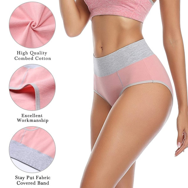 Women‘s High Waisted Cotton Underwear Soft Breathable Panties Stretch Briefs Regular & Plus Size 1 Piece Secondary image