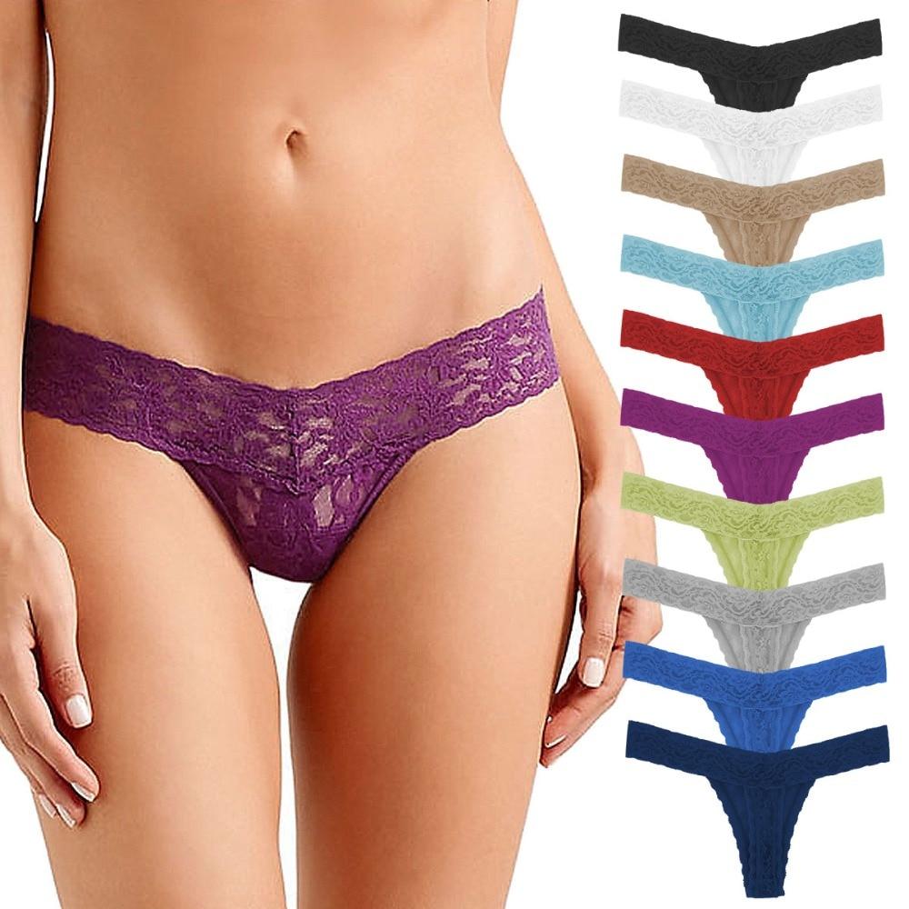 10 Pcs/Pack Sexy Lace Cotton Women G-String Thong Plus Size Panties Underwear Women Modis Underpants Ladies Tangas Lingerie 4Xl - Sheseelady Main image