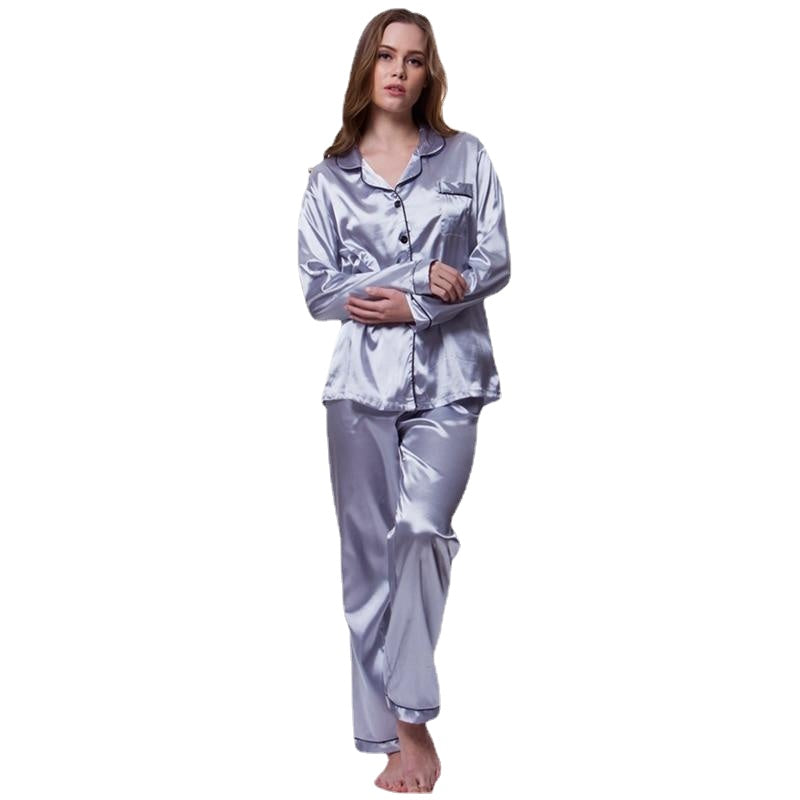 Women's Silk Satin Sleepwear Set - Couple's Two-Piece Pajamas Main image