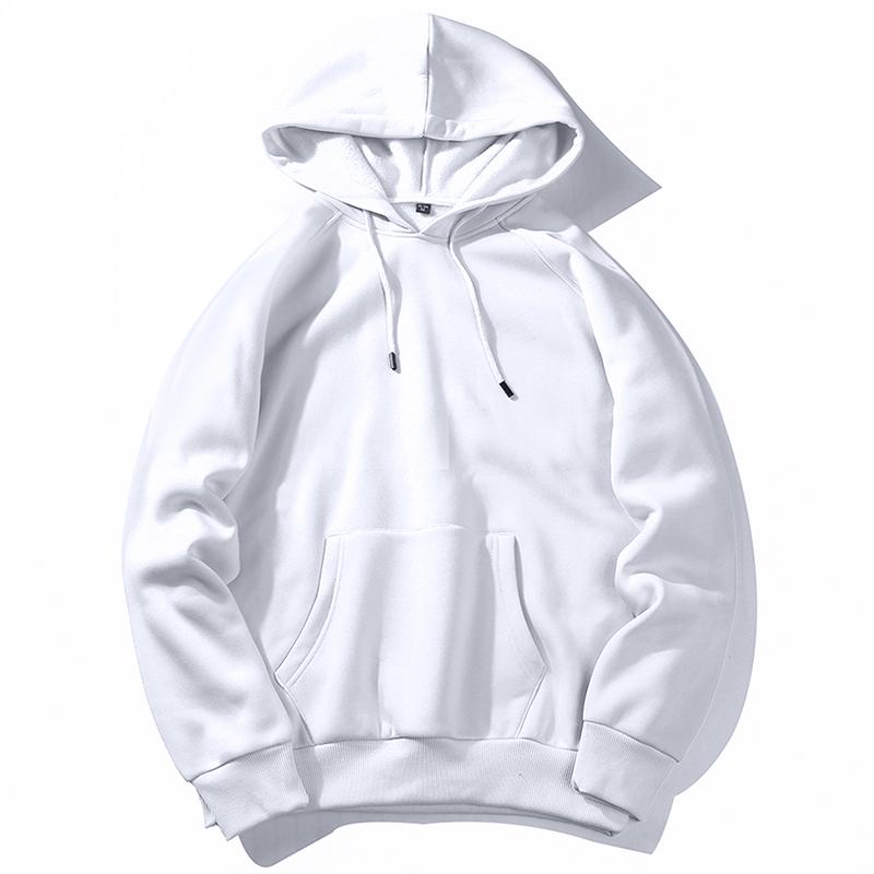 Warm Fleece Hoodies Men Sweatshirts Spring Autumn Solid White Color Hip Hop Streetwear Hoody Man's Clothing Main image