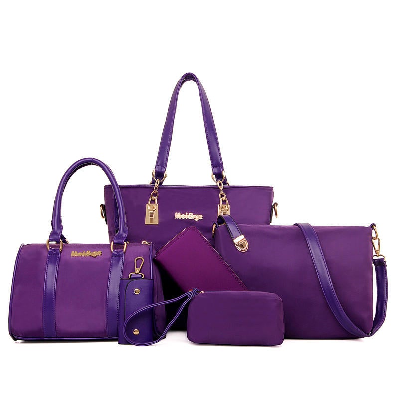 6 PCS Women Casual Nylon Handbag Shoulder Bag Clutch Bag Card Holder Main image