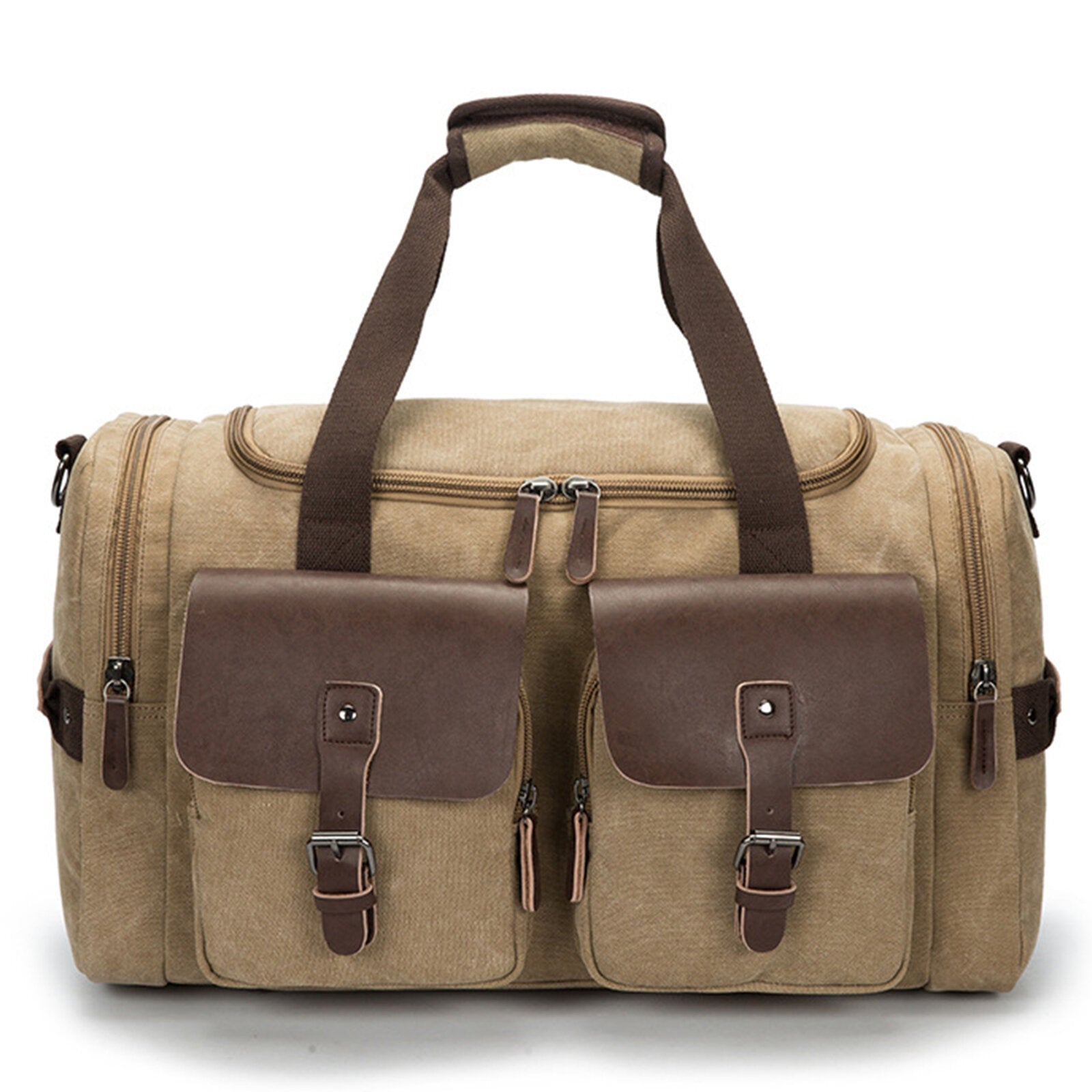 Men's Large Capacity Canvas Travel Messenger Bag with Multi-Pocket Zipper Main image