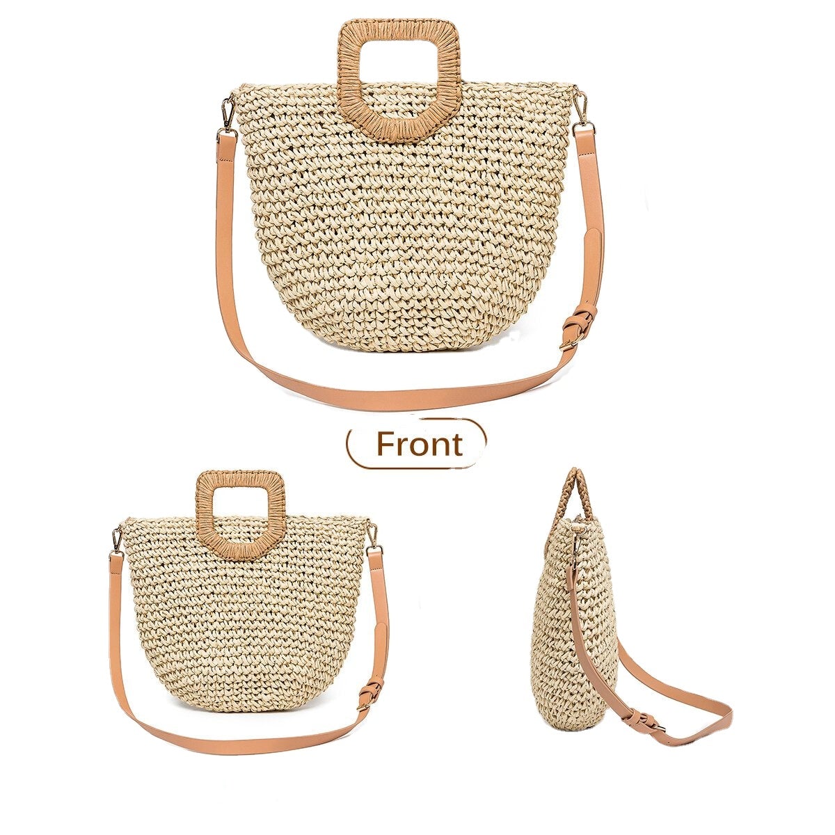 Women Summer Beach Bag Travel Straw Top Handle Big Capacity Handbag Secondary image