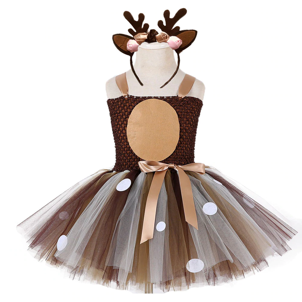 Christmas Deer Baby Girls 1St Birthday Party Dresses - Sheseelady Main image