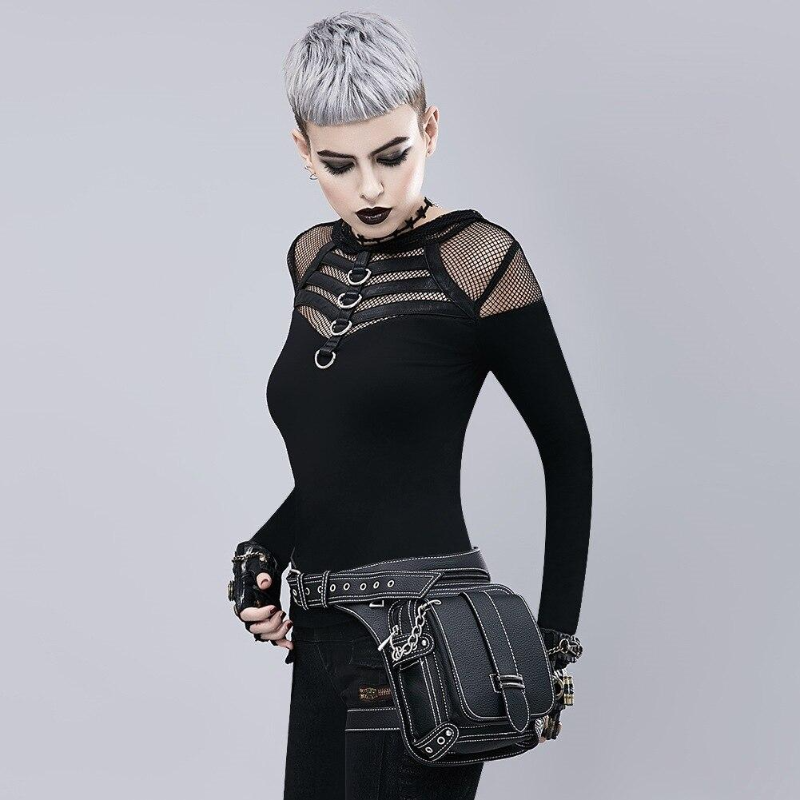 Lady Pockets Retro Waist Pack Messenger PU Leather Travel Leg Bags