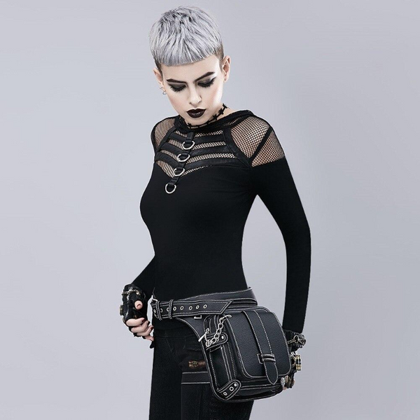 Lady Pockets Retro Waist Pack Messenger PU Leather Travel Leg Bags
