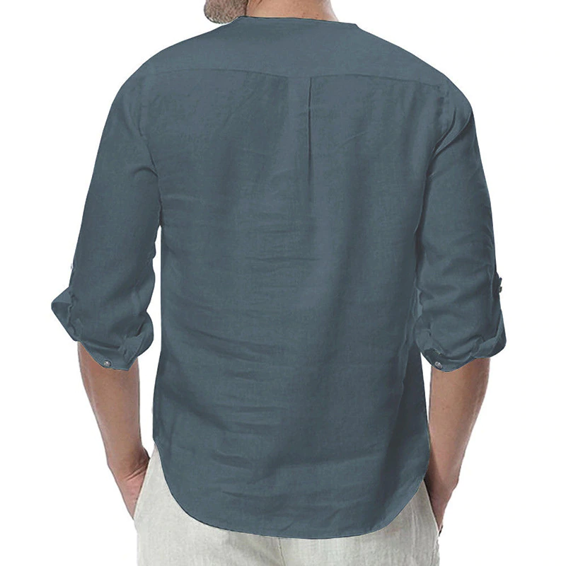 Men's Casual Cotton Solid Shirt - Basic Leisure Top Secondary image