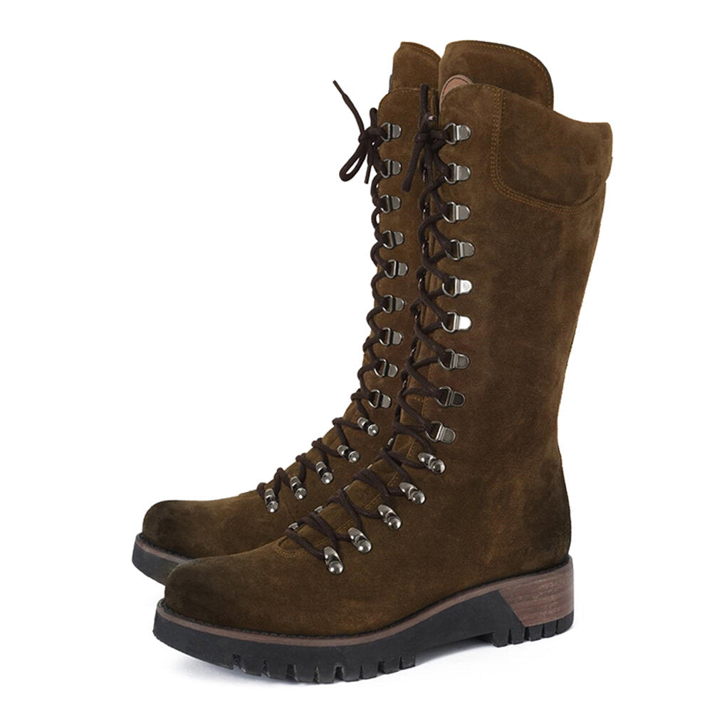 Plus Size Women Wearable Suede Side Zipper Mid Calf Combat Boots Secondary image