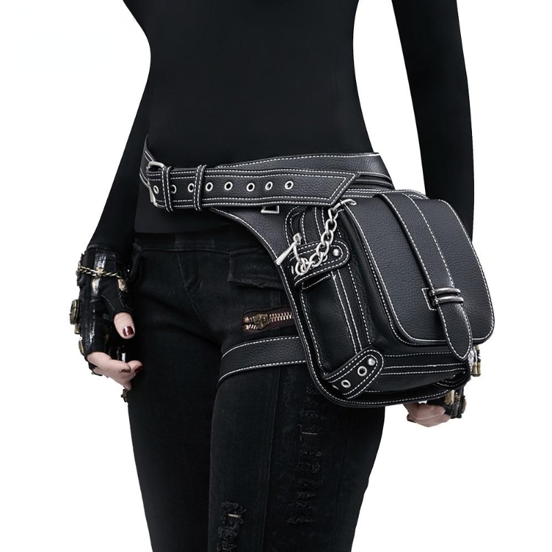 Lady Pockets Retro Waist Pack Messenger PU Leather Travel Leg Bags