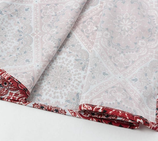 Sexy Print Long Women Summer High Waist Sash Wide Leg Split Trousers