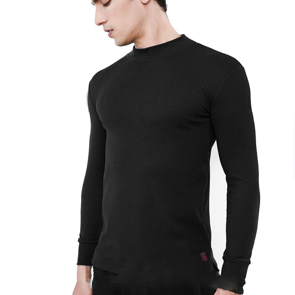 Men's Thermal Aerogel Top: Moisture-Wicking, Semi-High Neck, Long Sleeve, Warm Autumn/Winter Wear