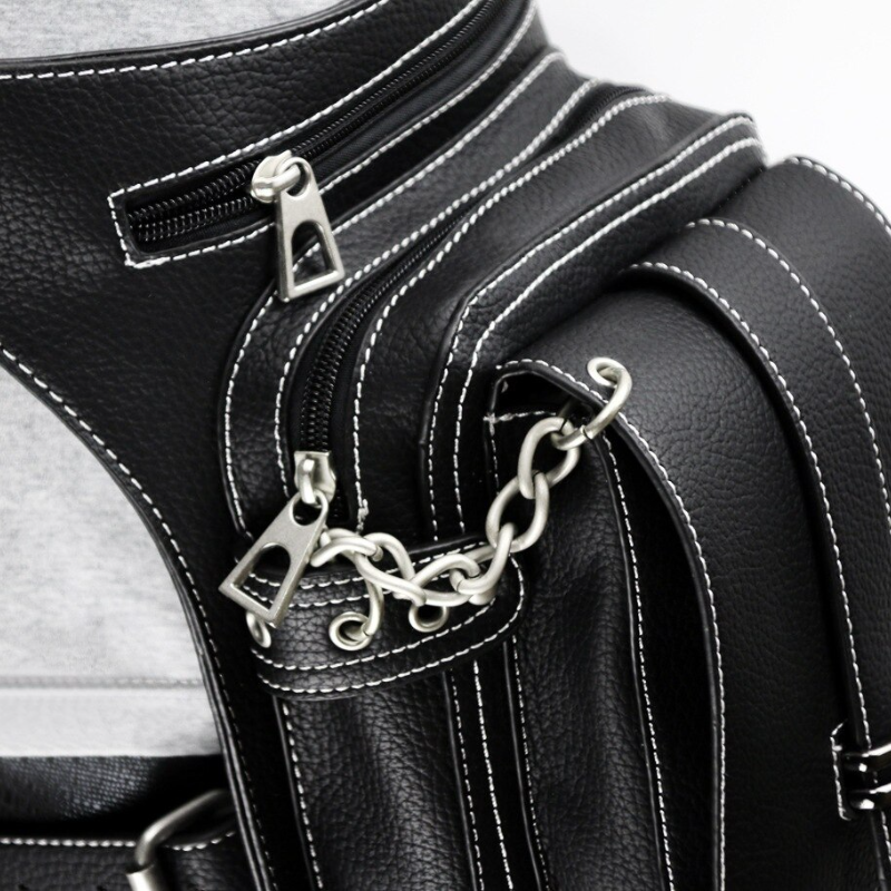 Lady Pockets Retro Waist Pack Messenger PU Leather Travel Leg Bags