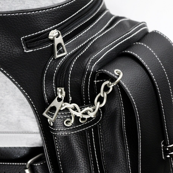 Lady Pockets Retro Waist Pack Messenger PU Leather Travel Leg Bags