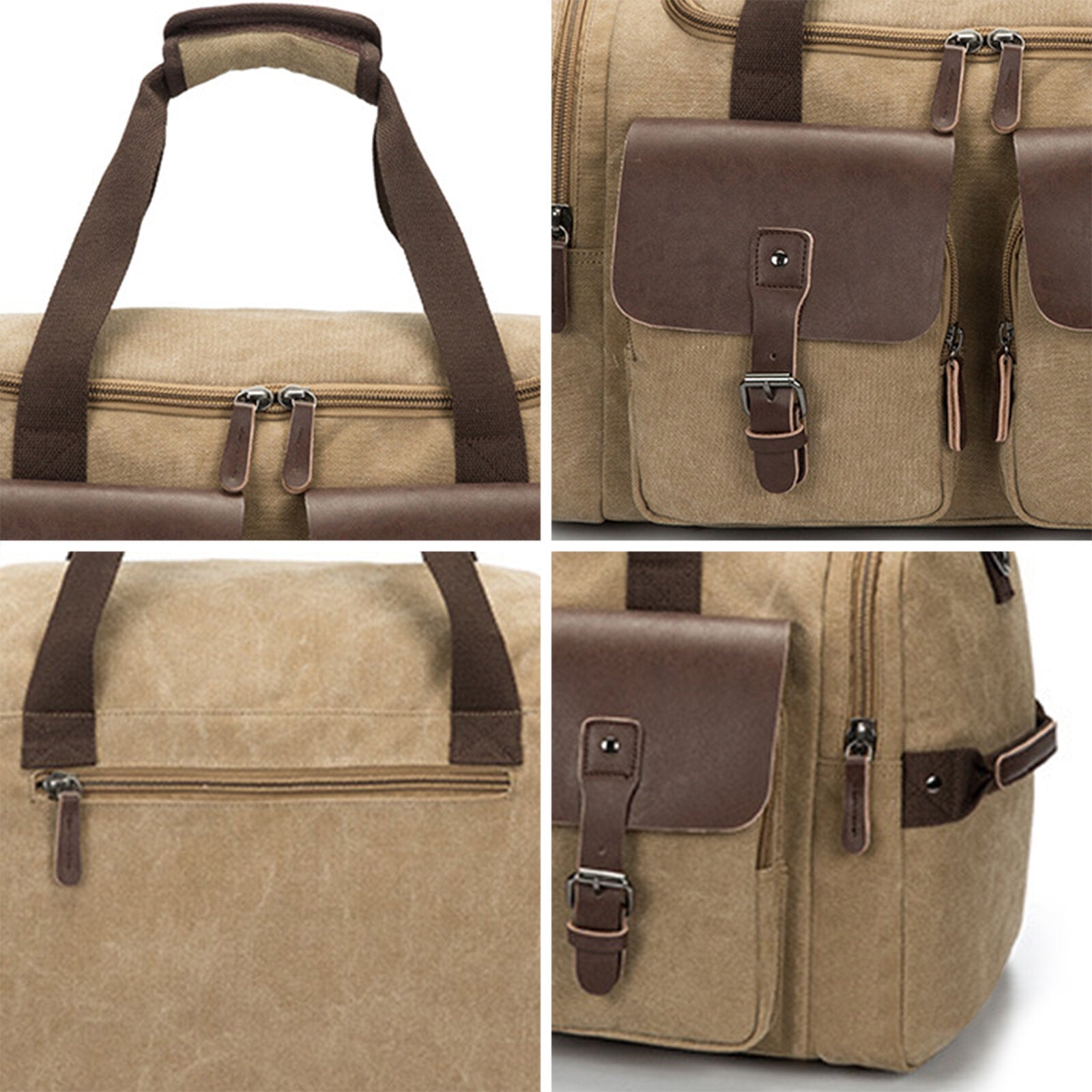 Men's Large Capacity Canvas Travel Messenger Bag with Multi-Pocket Zipper Secondary image