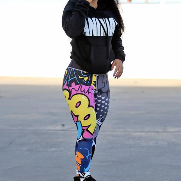 Women Digital Printing Workout Leggings High Waist Push Up
