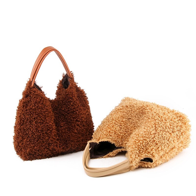 Ladies Handbag Plush Shoulder Bag Female Fashion Large Capacity Messenger Bag Girl Casual Handbag