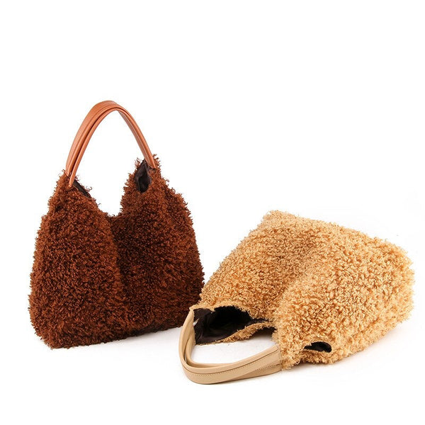 Ladies Handbag Plush Shoulder Bag Female Fashion Large Capacity Messenger Bag Girl Casual Handbag