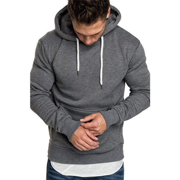 Men's Solid Color Casual Hoodie Sweatshirt Top