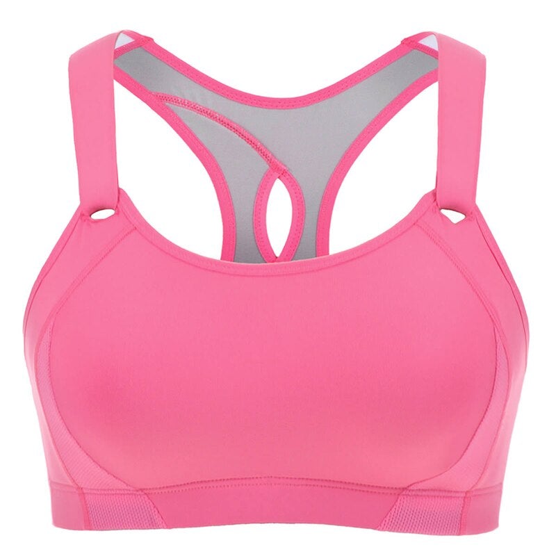 Women's Seamless High Impact Quick Drying Full Coverage Padded Wirefree Racerback Workout Bra Pink / Purple Main image