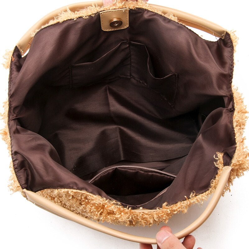 Ladies Handbag Plush Shoulder Bag Female Fashion Large Capacity Messenger Bag Girl Casual Handbag