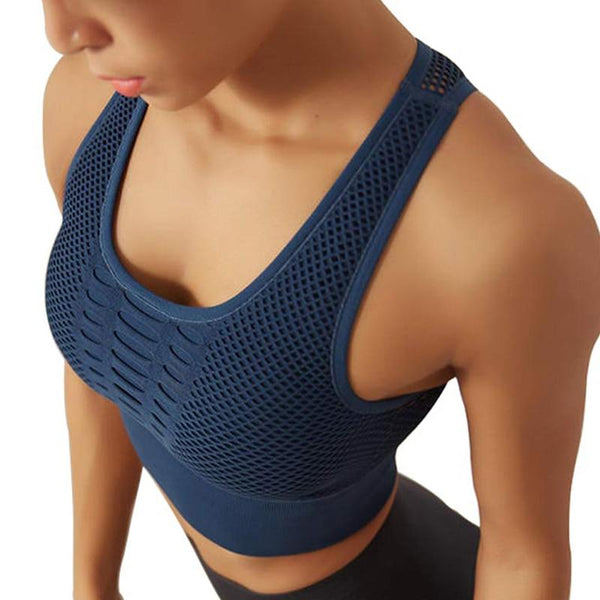 Sexy Mesh Breathable Top Push Up Sports Bra