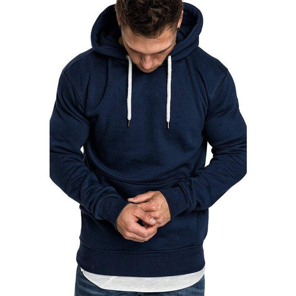 Men's Solid Color Casual Hoodie Sweatshirt Top