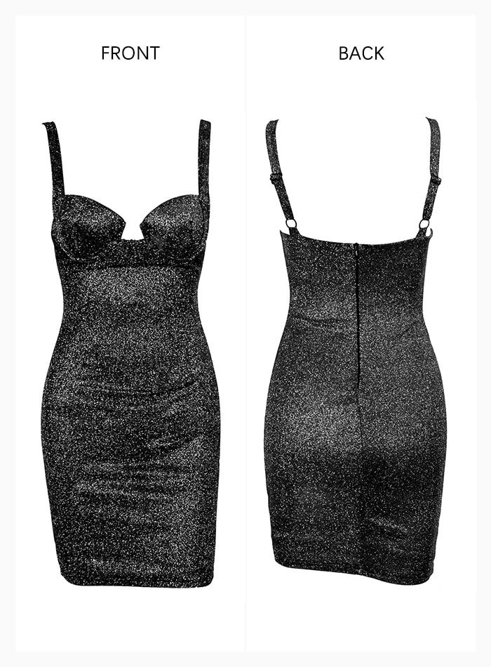 Strapless Black Glitter Bodycon Dress for Women - Night Out Fashion