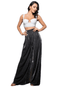 Vintage Black High Waist Flash Fabric Wide Leg Pants