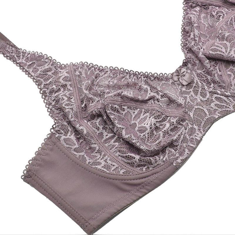 Womens Lager Bosom Perspective Lace Bras Underwired Sexy Lingerie Embroidery Floral Bralette