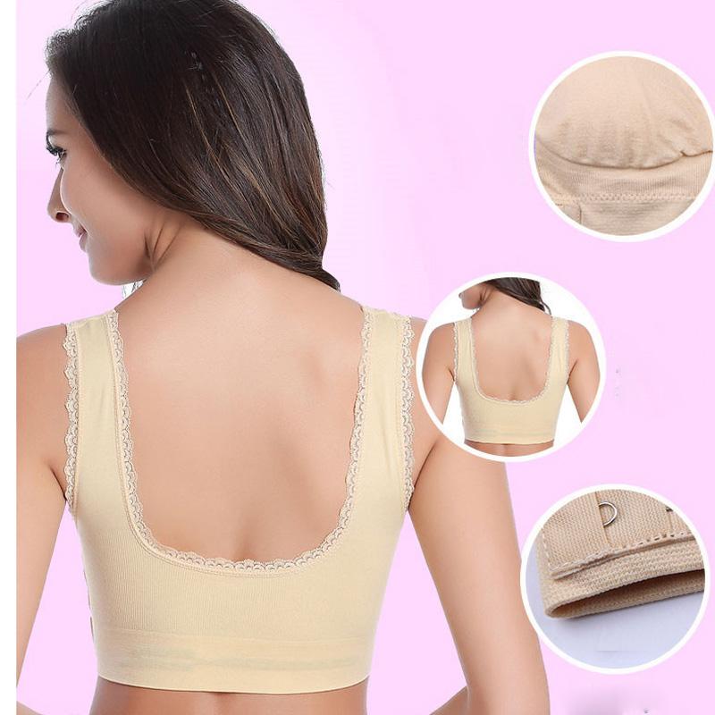 Sexy Front Cross Side Buckle Wireless Lace Bra Breathable Sport For Women Push Up