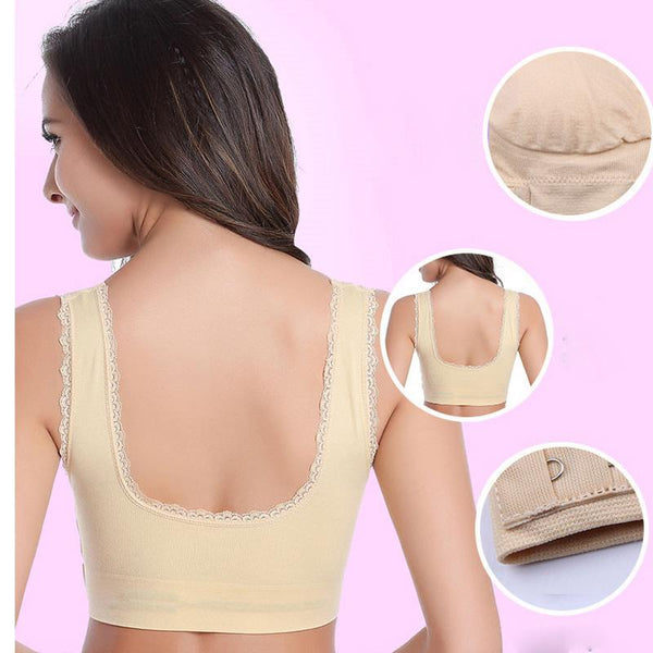Sexy Front Cross Side Buckle Wireless Lace Bra Breathable Sport For Women Push Up