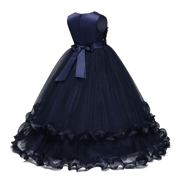 Girls' Embroidered Formal Ball Gown for Weddings & Parties
