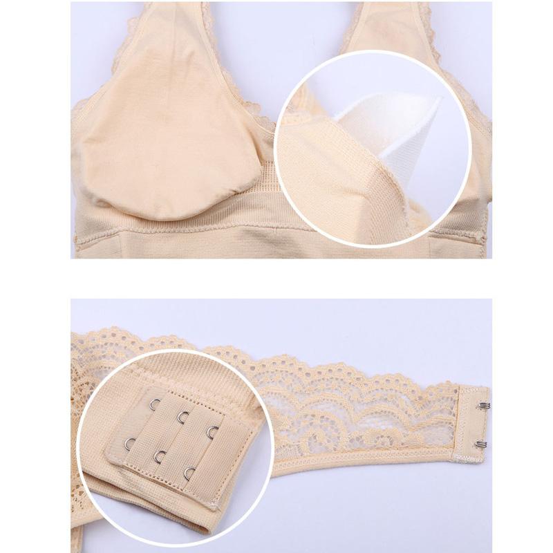 Sexy Front Cross Side Buckle Wireless Lace Bra Breathable Sport For Women Push Up