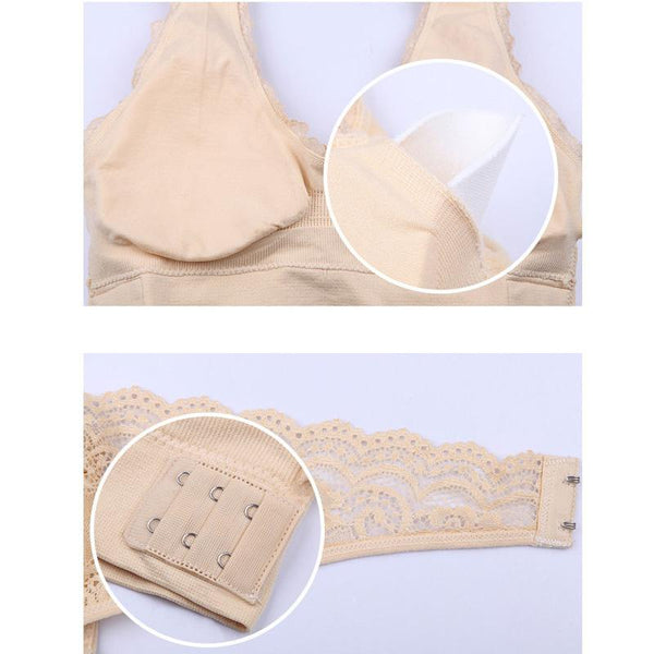 Sexy Front Cross Side Buckle Wireless Lace Bra Breathable Sport For Women Push Up