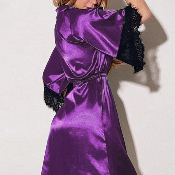 Plus Size Silk Lace Babydoll Lingerie & Bathrobe for Women