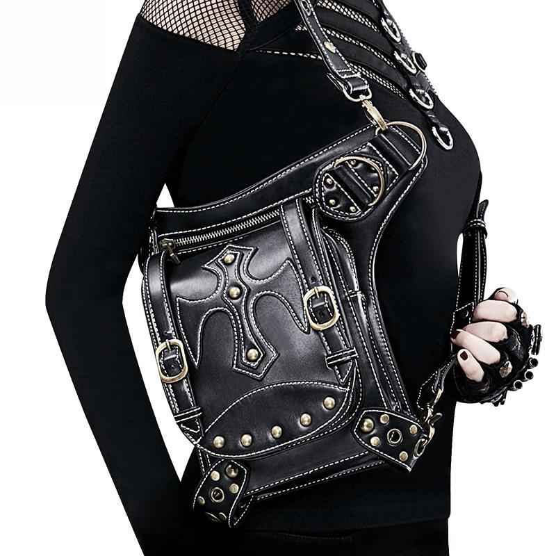 Lady Pockets Retro Waist Pack Messenger PU Leather Travel Leg Bags