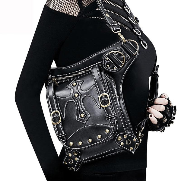 Lady Pockets Retro Waist Pack Messenger PU Leather Travel Leg Bags
