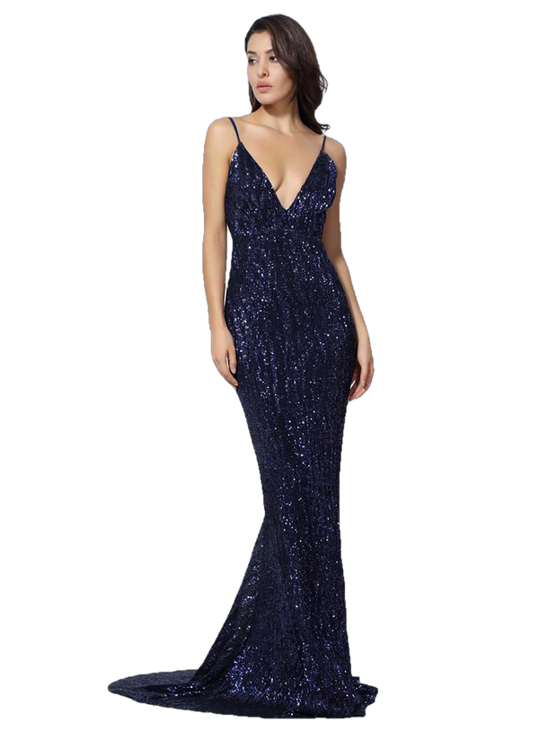 Ladies' Long Dress with Elastic Collar & Open Back