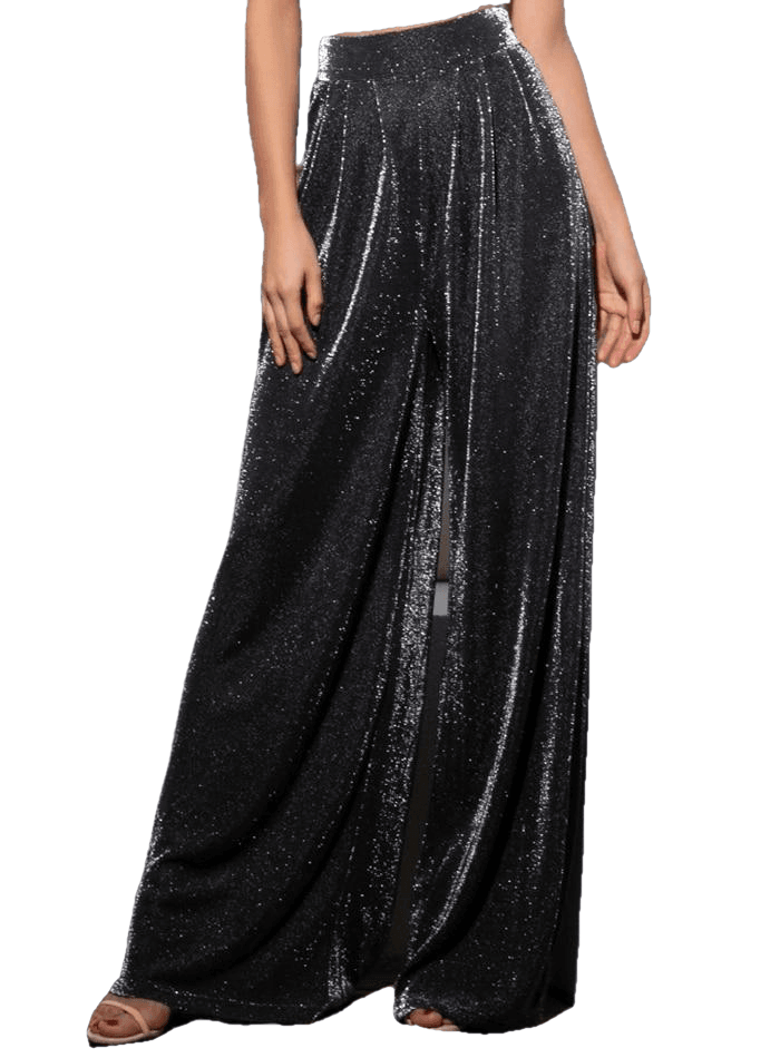 Vintage Black High Waist Flash Fabric Wide Leg Pants Secondary image