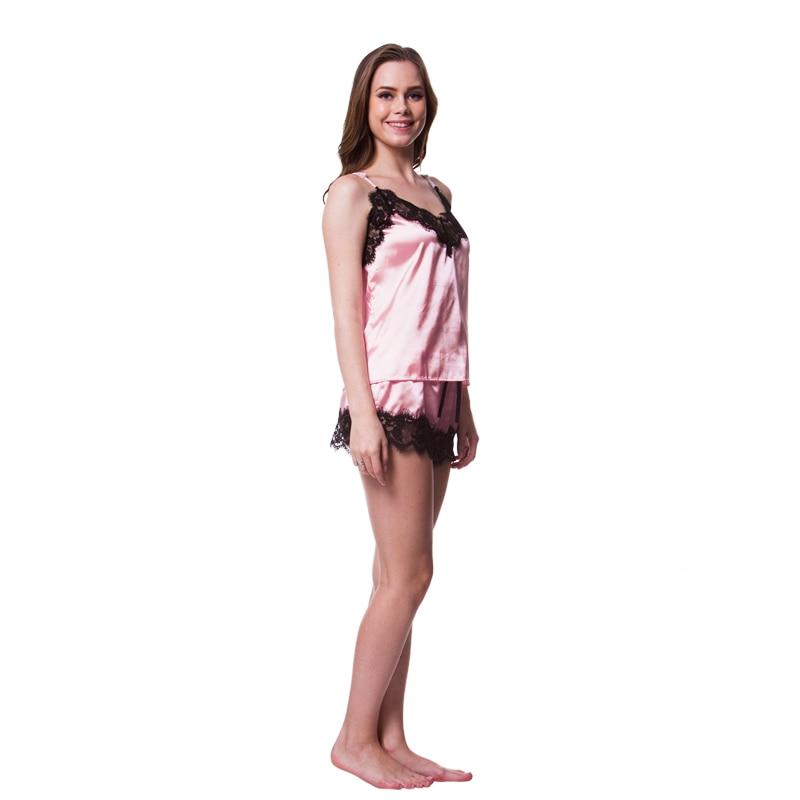Women's Satin Spaghetti Strap Pajama Set - Cami Top & Shorts Combo