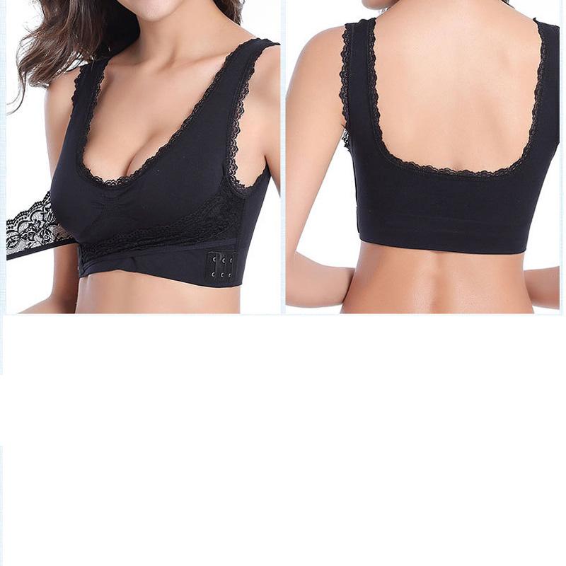 Sexy Front Cross Side Buckle Wireless Lace Bra Breathable Sport For Women Push Up