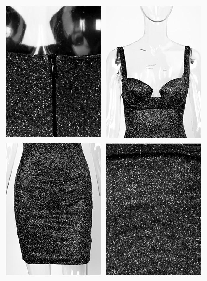 Strapless Black Glitter Bodycon Dress for Women - Night Out Fashion