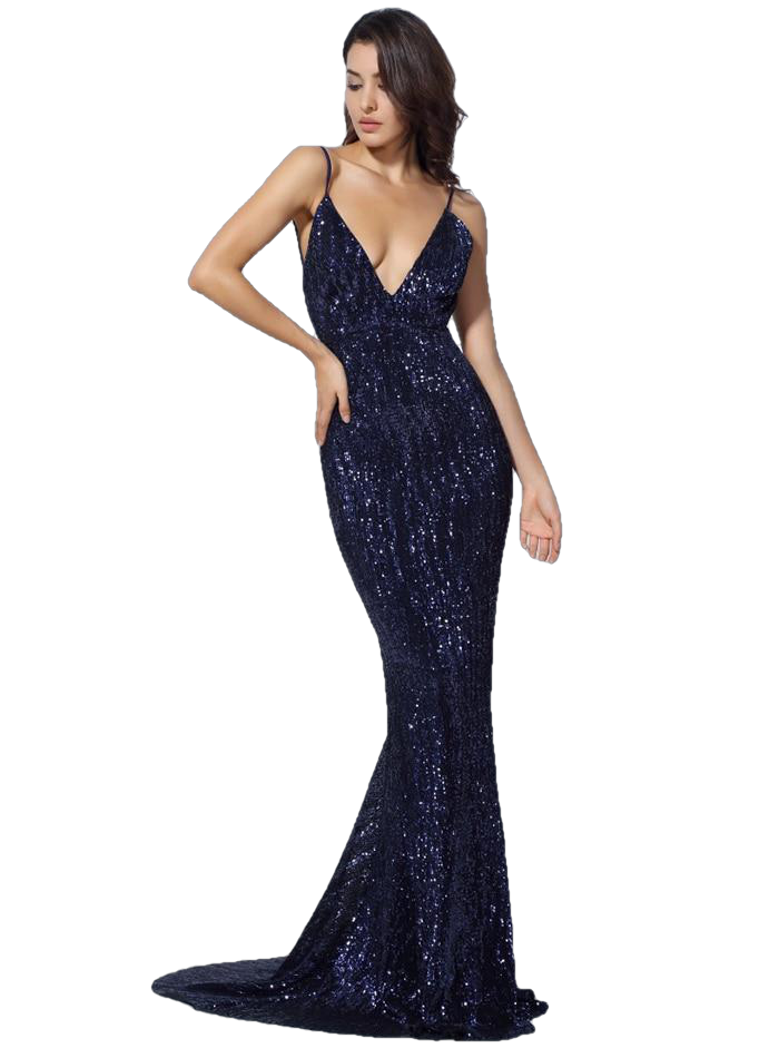 Ladies' Long Dress with Elastic Collar & Open Back Secondary image