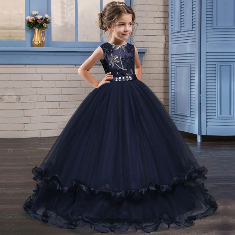 Girls' Embroidered Formal Ball Gown for Weddings & Parties