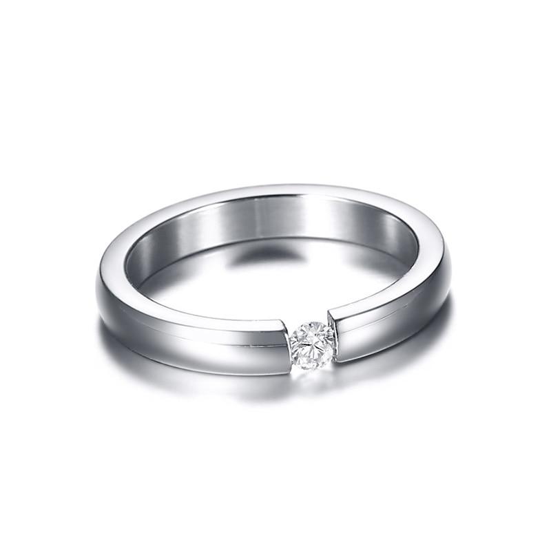 Engagement Ring For Women Stainless Steel Silver Gold Color Finger Girl Gift Us Size 5 6 7 8 9 10 - Sheseelady