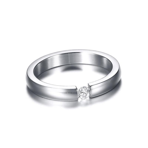 Engagement Ring For Women Stainless Steel Silver Gold Color Finger Girl Gift Us Size 5 6 7 8 9 10 - Sheseelady