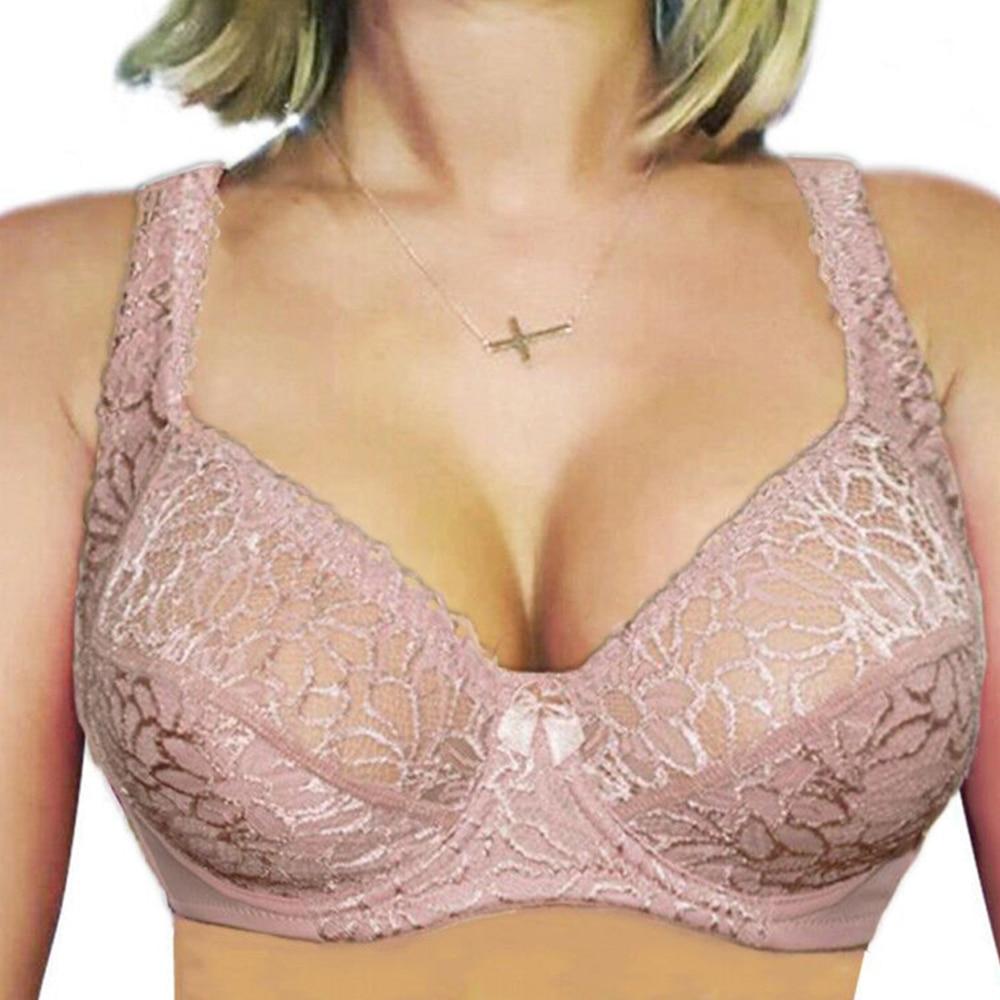 Womens Lager Bosom Perspective Lace Bras Underwired Sexy Lingerie Embroidery Floral Bralette