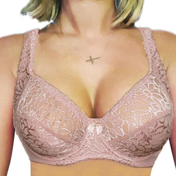 Womens Lager Bosom Perspective Lace Bras Underwired Sexy Lingerie Embroidery Floral Bralette