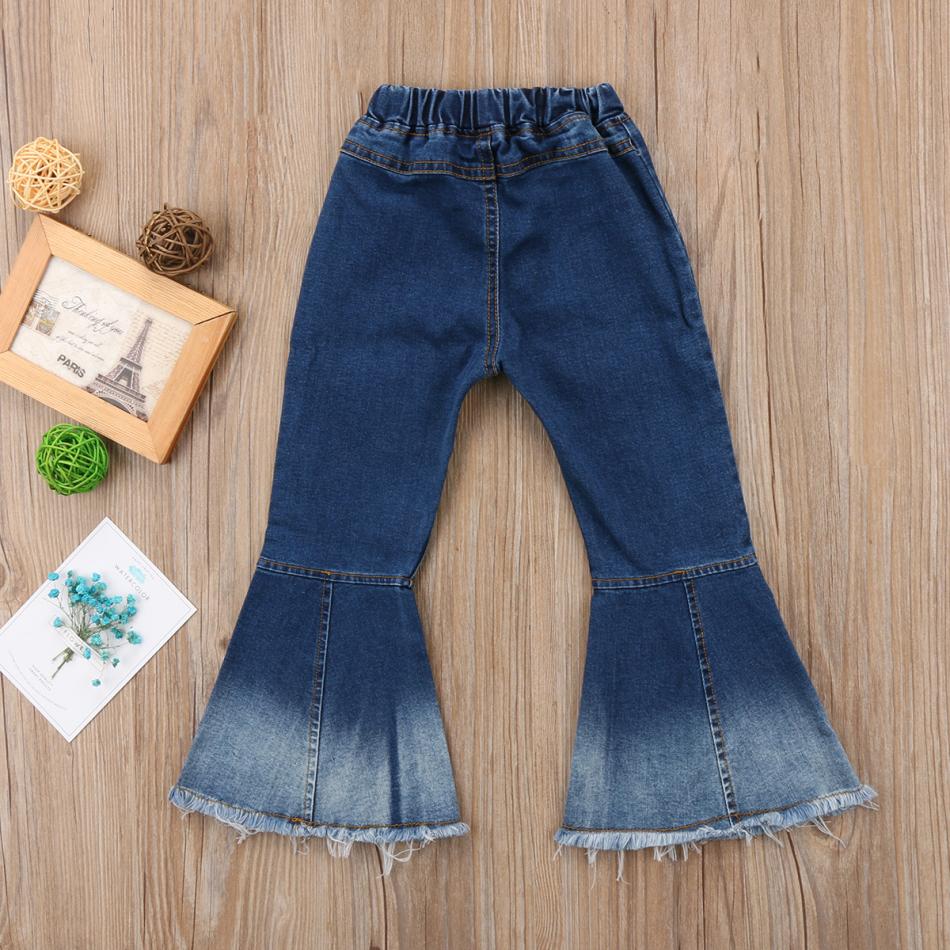 Toddler Kids Girls Denim Bell Bottom Pants Jeans And Wide Leg Trousers